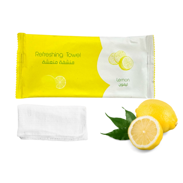 Cotton Soft And Wet Towel Size 16 x 16 cm With lemon