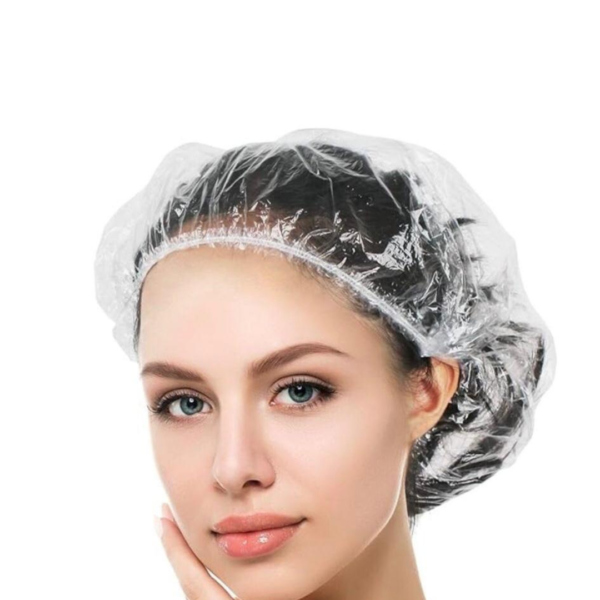 SATTAR 100PS Disposable Shower Caps, Plastic Clear Shower Caps, lengthening and thickening Hair Caps for Hair dyeing assistance,