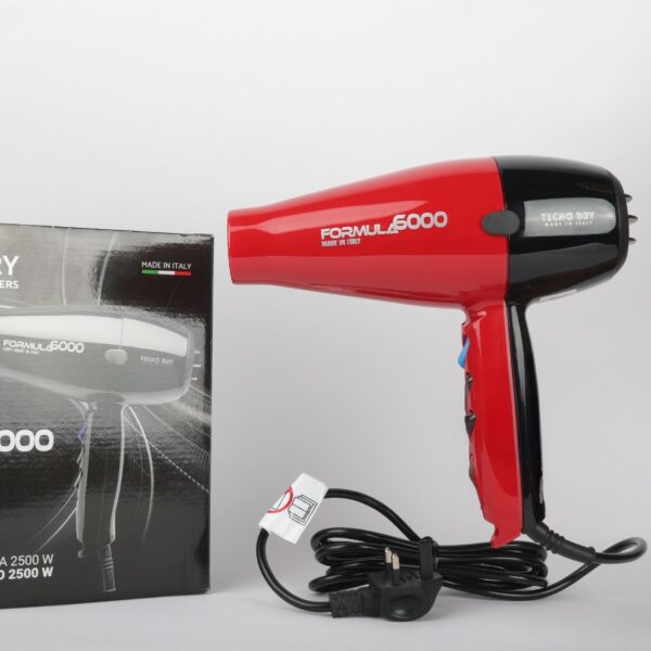 Techno DRY Formula 6000 Hair Dryer, Salon Professional Blow Dryer, ITALY- Black & Red