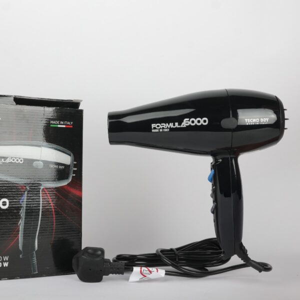 Techno DRY Formula 6000 Hair Dryer, Salon Professional Blow Dryer, ITALY- Black